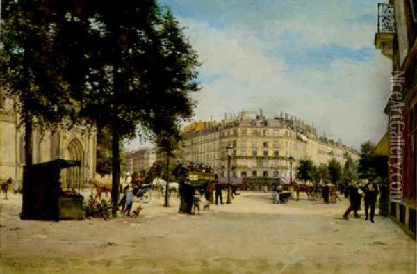 Junction Of The Boulevards Magenta And De Strasbourg And Rue Du Faubourg Saint Martin, Paris Oil Painting - Paul Joseph Victor Dargaud