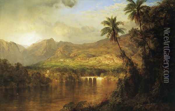 South American Landscape, 1873 Oil Painting - Frederic Edwin Church
