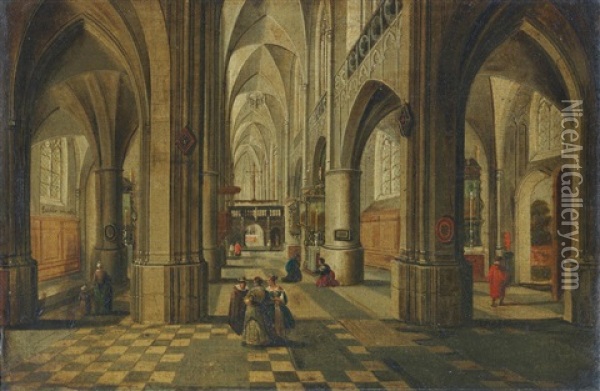 A Church Interior Oil Painting - Peeter Neeffs the Younger