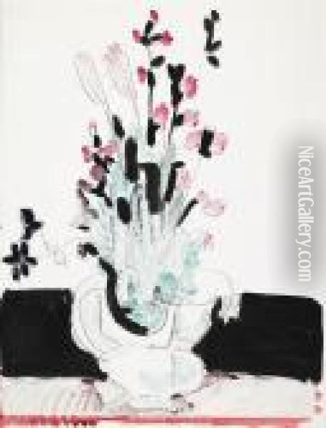 Stillleben. Blumenstrauss In Vase Oil Painting - Ernst Ludwig Kirchner