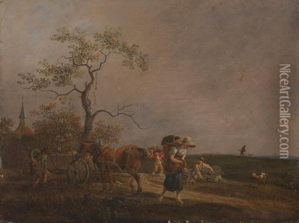 Bauern Bei Der Feldarbeit Oil Painting - Johann Christian Klengel