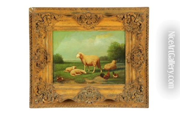 Sheep At Pasture Oil Painting - Samuel S. Carr