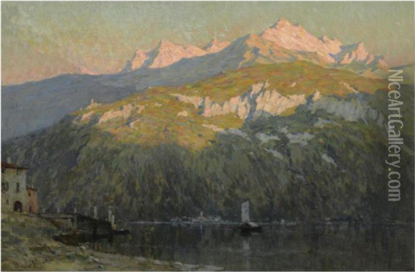 Lake Como From Menaggio Oil Painting - Terrick John Williams
