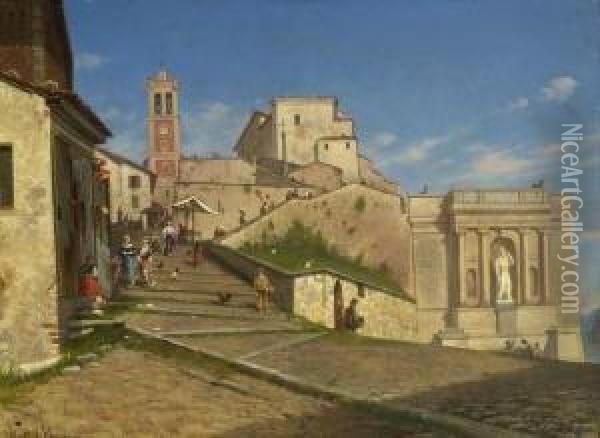Sacro Monte Di Varese. Oil Painting - Carlo Jotti