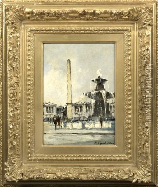 Place De La Concorde, Paris Oil Painting - Georgi Alexandrovich Lapchine