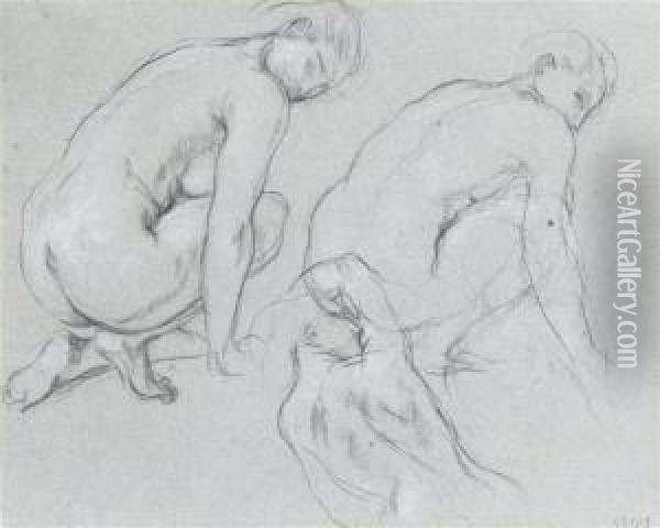 Studies Of A Nude Figure Oil Painting - Charles Haslewood Shannon