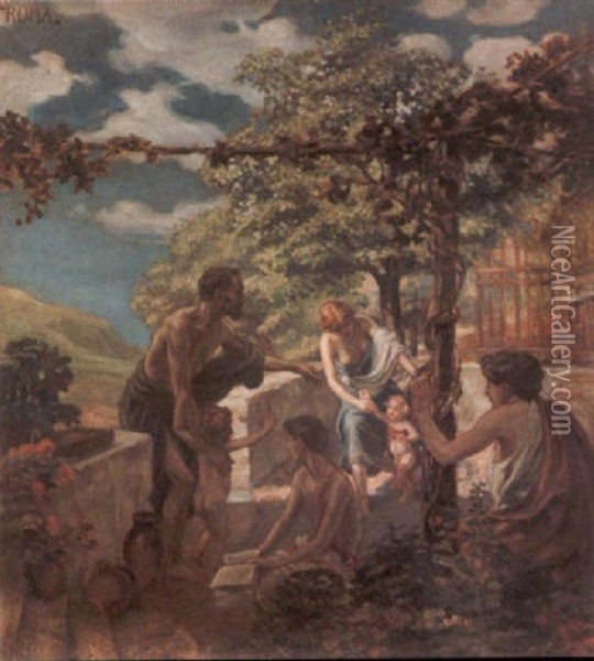 La Famiglia Oil Painting - Carlo Wostry