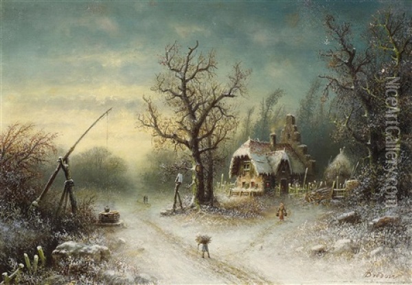 Winterlandschaft Oil Painting - Albert Bredow