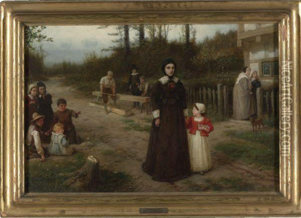 Hester Prynne And Pearl Oil Painting - George Henry Boughton