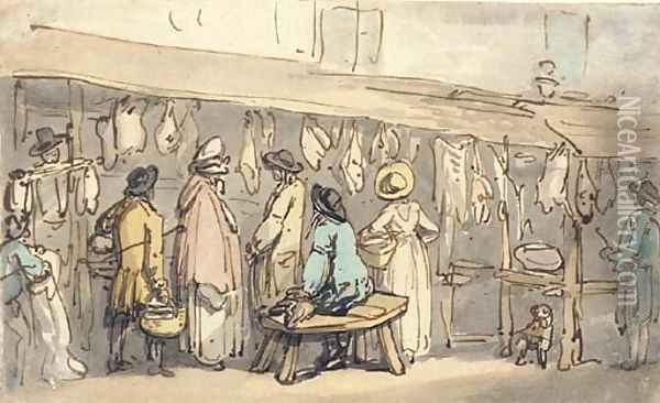 The meat market Oil Painting - Thomas Rowlandson