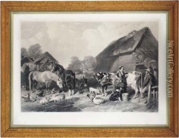 In The Farmyard, By G. Paterson Oil Painting - John Frederick Herring Snr
