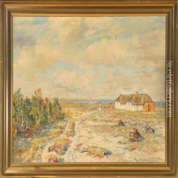 Landscape From Themarsch, Denmark Oil Painting - Borge C. Nyrop