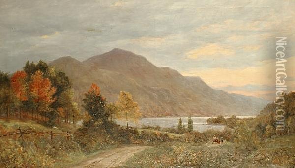An Autumn Evening On Lake George, The Adirondacks, U.s.a. Oil Painting - Albert George Bowman