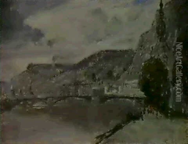 The Bridge At Dinard, France Oil Painting - Thomas William Roberts