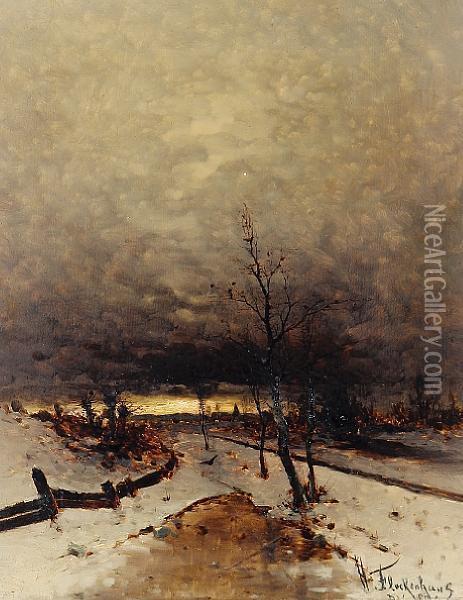 Winter Landscape Oil Painting - Heinz Flockenhaus