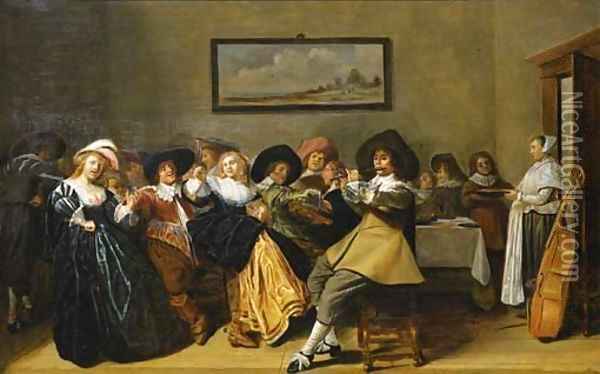 Elegant company merry making in an interior Oil Painting - Dirck Hals