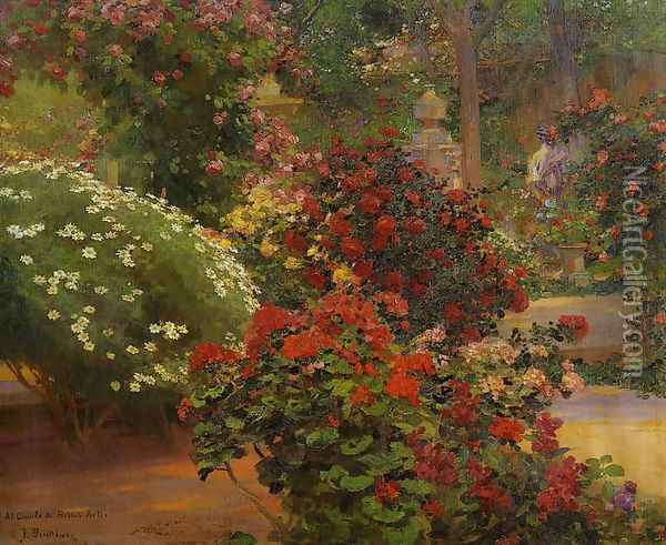 El Jardin Oil Painting - Jose Benlliure Y Gil