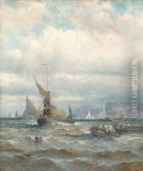 A fresh breeze off Margate Oil Painting - William A. Thornley or Thornbery