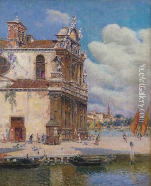 Santa Maria Zobenigo Oil Painting - Antonio Maria de Reyna Manescau
