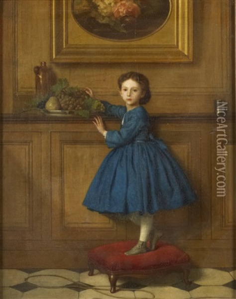 Jeune Fille A La Corbeille De Fruits Oil Painting - Jean Baptiste Antoine Emile Beranger