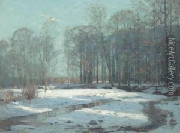 The Sawkill In Winter Oil Painting - John Fabian Carlson