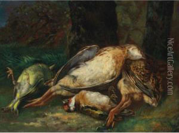 Still Life With Birds Oil Painting - Miguel Parra Y Soler