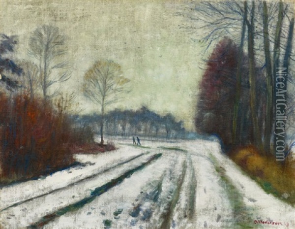 Winterlandschaft, Weg Nach Surheide Oil Painting - Otto Modersohn