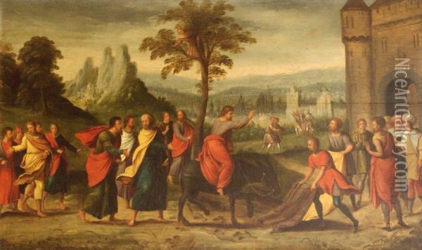 L'entree Du Christ A Jerusalem Oil Painting - Hans III Jordaens