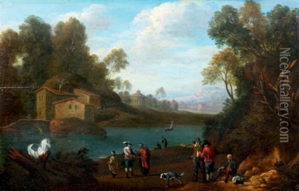 Halte Au Bord D'un Lac Oil Painting - David Teniers the Elder