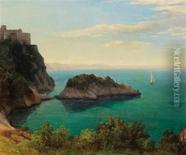 View Of Schlos Duino Near Trieste Oil Painting - Thomas Ender
