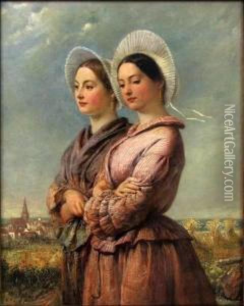 Boulogne Girls Oil Painting - Frank Stone