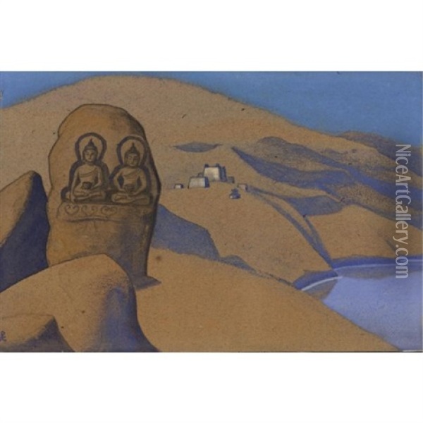 Tibet, Buddha On The Road Oil Painting - Nikolai Konstantinovich Roerich
