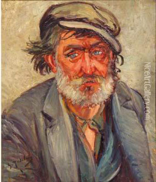 Portrait D'homme A La Casquette Oil Painting - Gustave Madelain