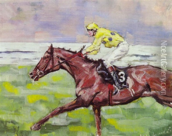 Jockey Pa Vaeddelobshest Oil Painting - Ignacy Pienkowski