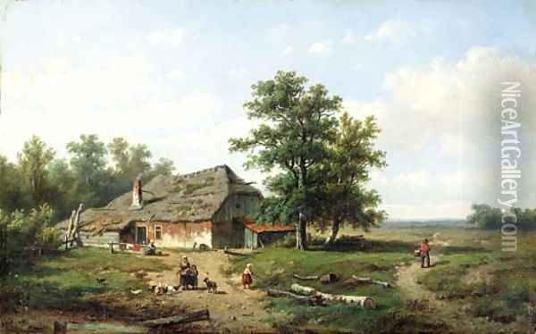 A country cottage Oil Painting - Anthonie Jacobus van Wyngaerdt