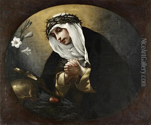 Santa Catarina De Siena Oil Painting - Josefa De Ayala