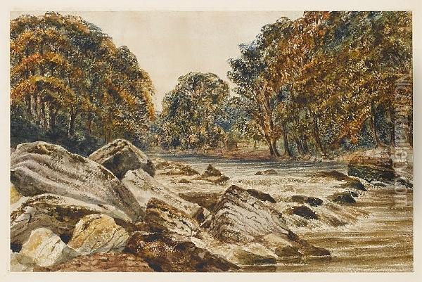 An Autumn River Scene Oil Painting - Peter de Wint