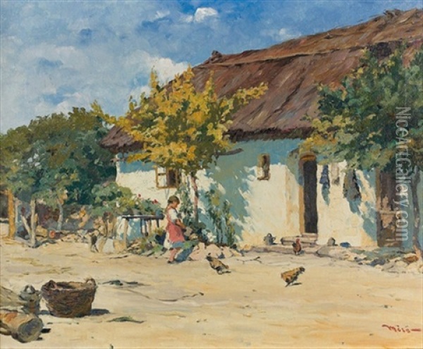 Sommerlicher Pusztahof Oil Painting - Istvan Meroe