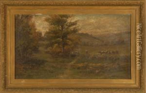 Pastoral Landscape With Sheep Oil Painting - Jonathan Bradley Morse