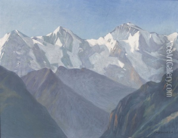 Lauterbrunnental Mit Eiger, Monch Und Jungfrau Oil Painting - Edouard Walter Racine