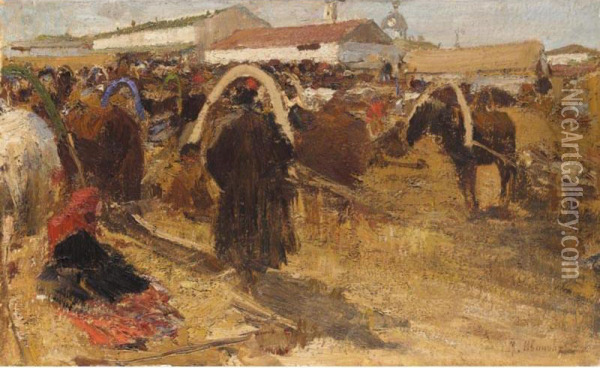 Market In Nizhni Novgorod Oil Painting - Mikhail Filippovich Ivanov