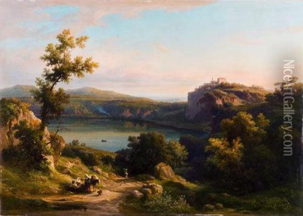 Veduta Del Lago Di Nemi Oil Painting - Franz Knebel
