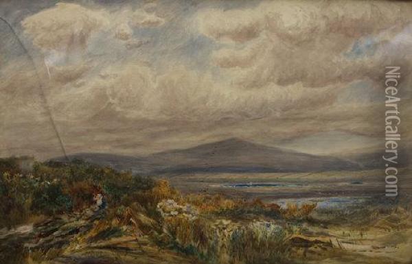 West Of Ireland Mountain Landscape Oil Painting - James Levin Henry