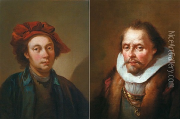 Mannerportrat (+ Mannerportrat; Pair) Oil Painting - Christian Wilhelm Ernst Dietrich