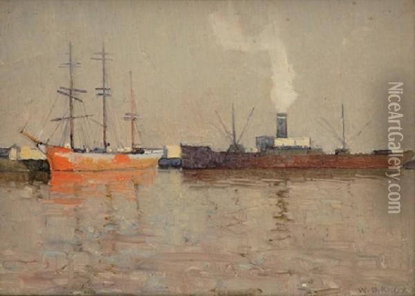 Boats At Port Oil Painting - William Dunn Knox
