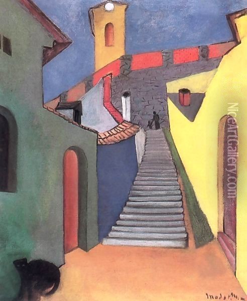 Stairs at Szentendre 1932 Oil Painting - Maerten Jacobsz Van Heemskerch