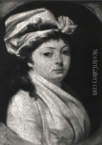 Portrait De Femme Vue En Buste, La Tete Coiffee D'un Bonnet En Linon Oil Painting - Henri-Pierre Danloux