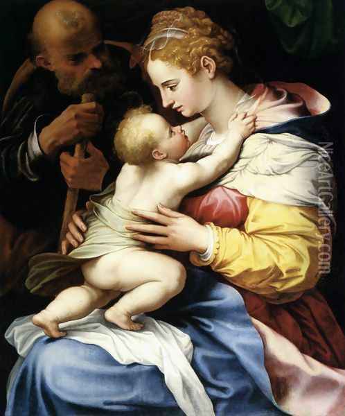The Holy Family Oil Painting - Girolamo Siciolante Da Sermoneta