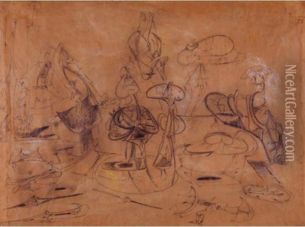 Study For Orators Iii Oil Painting - Arshile Gorky