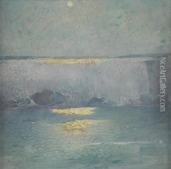 Moonlight On Niagara Oil Painting - Emil Carlsen